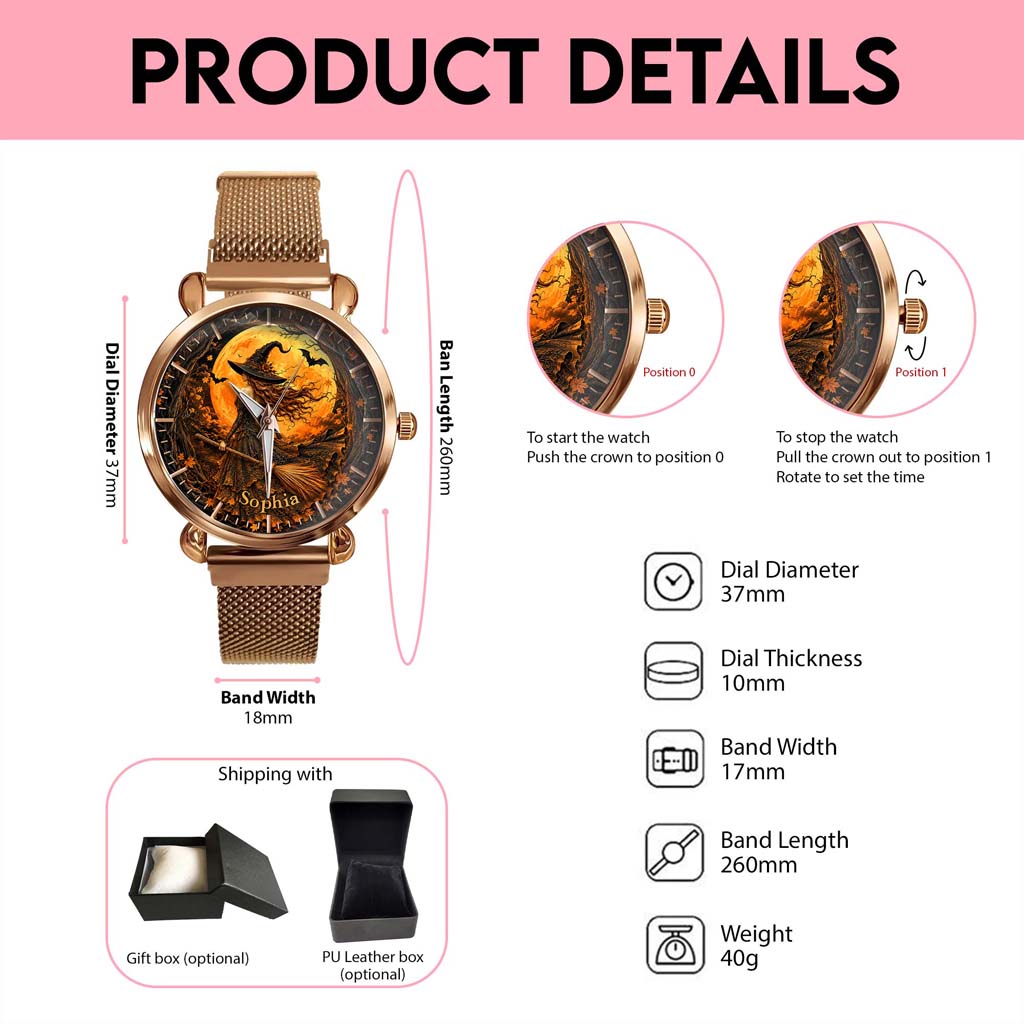 Custom Witch Black Cat Halloween  Watch For Woman UKHM6140802