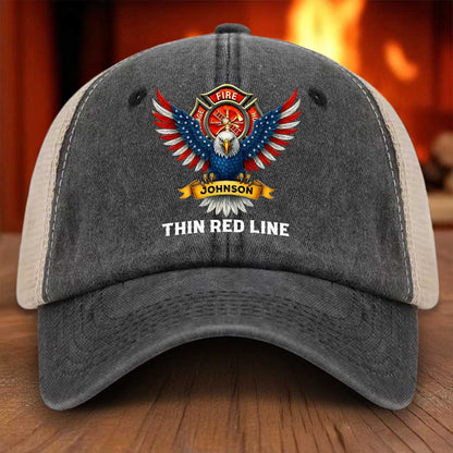 Personalized Retired Firefighter Demin Hat With Mesh QFTZ5130606