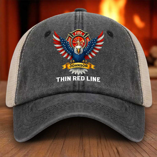 Personalized Retired Firefighter Demin Hat With Mesh QFTZ5130606