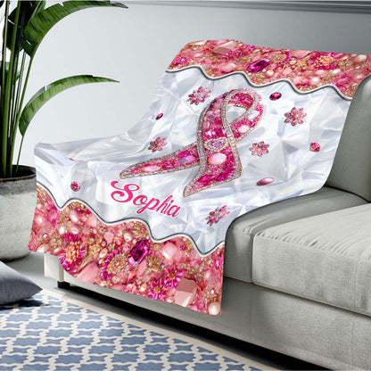 Personalized Breast Cancer Fleece Blanket QFTD5140803