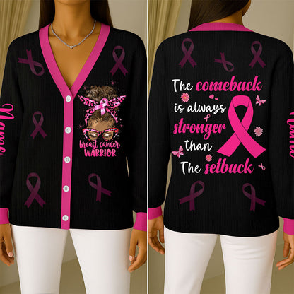 Custom Breast Cancer Knitted Cardigan UKTO5101002