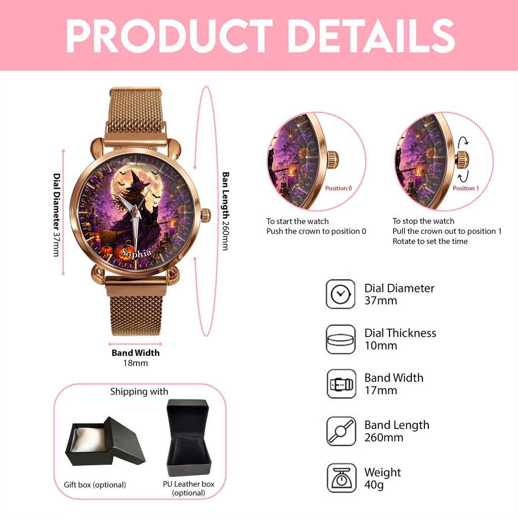 Custom Witch Black Cat Halloween  Watch For Woman UKHM6150801