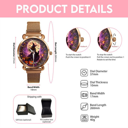 Custom Witch Black Cat Halloween  Watch For Woman UKHM6150801