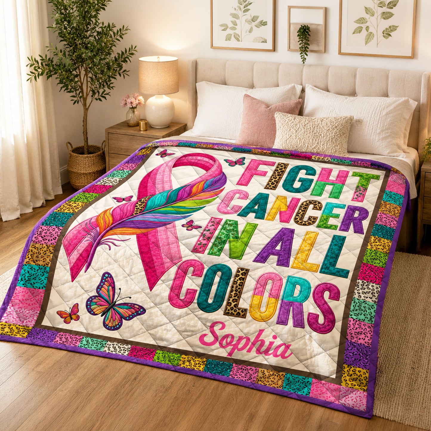 Custom Breast Cancer Quilt Blanket THND6290502