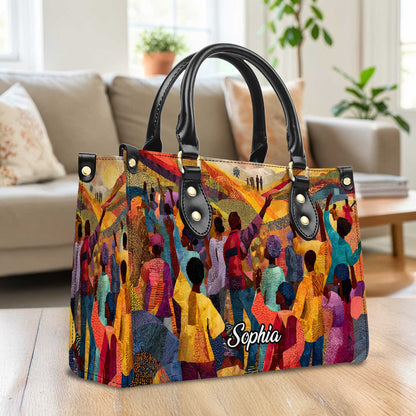 Custom Black Women History Leather Handbag Set THUU6060505