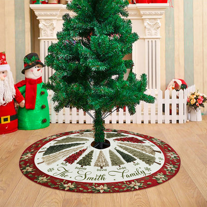 Personalized Family Name Christmas Tree Skirts, Family Gift for Xmas QFTO5260902