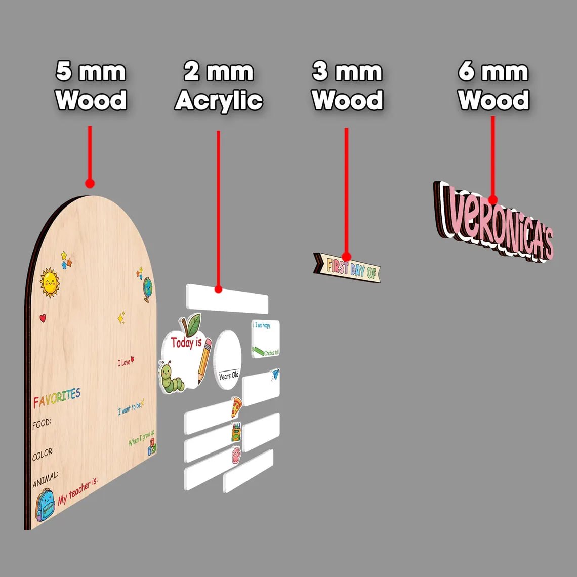 Custom Name First Day Of School Reusable Wooden Sign, Back To School Sign UKTD6080704