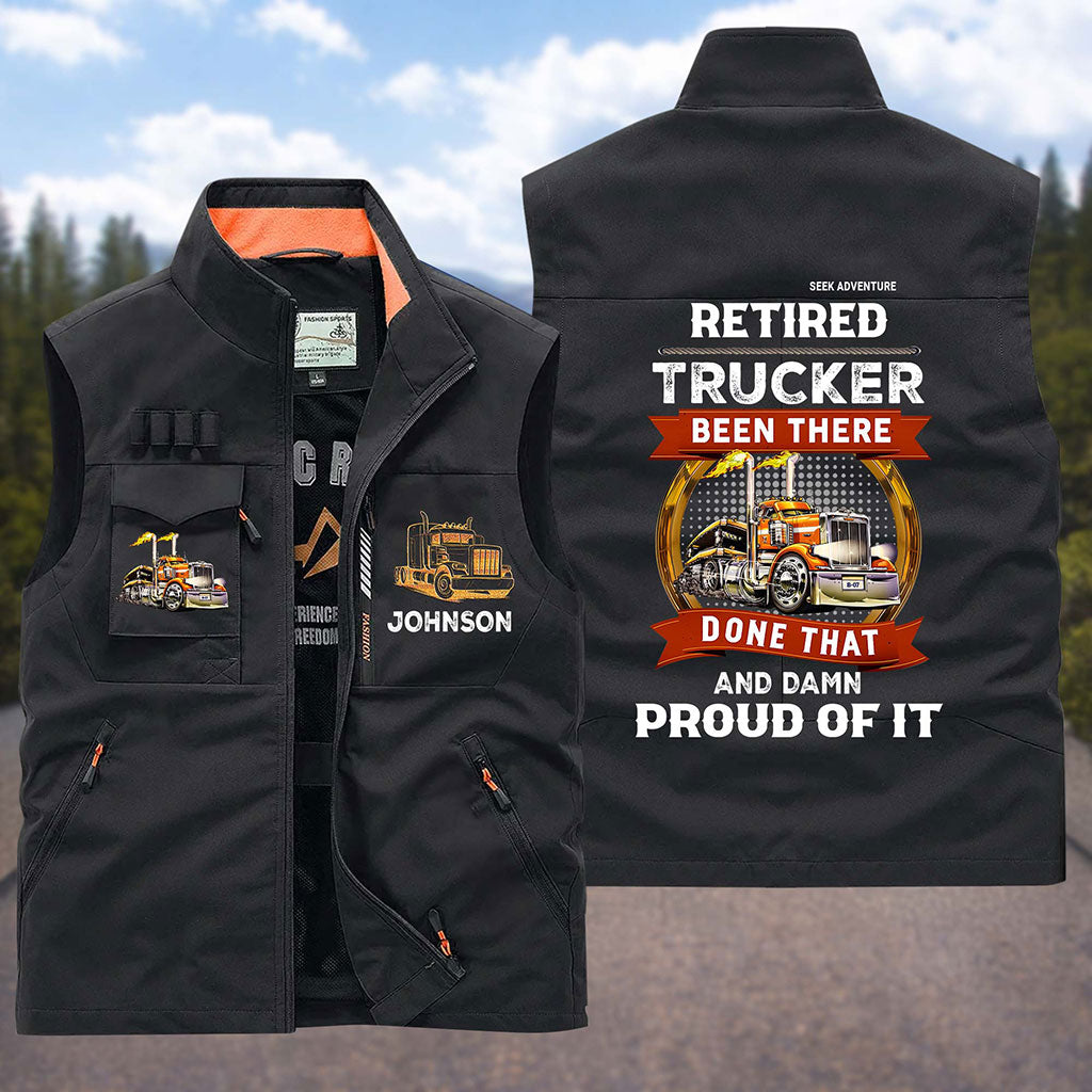 (CHECK SIZE CHART) Personalized Trucker Multi-Pocket Vest UKUU6030405