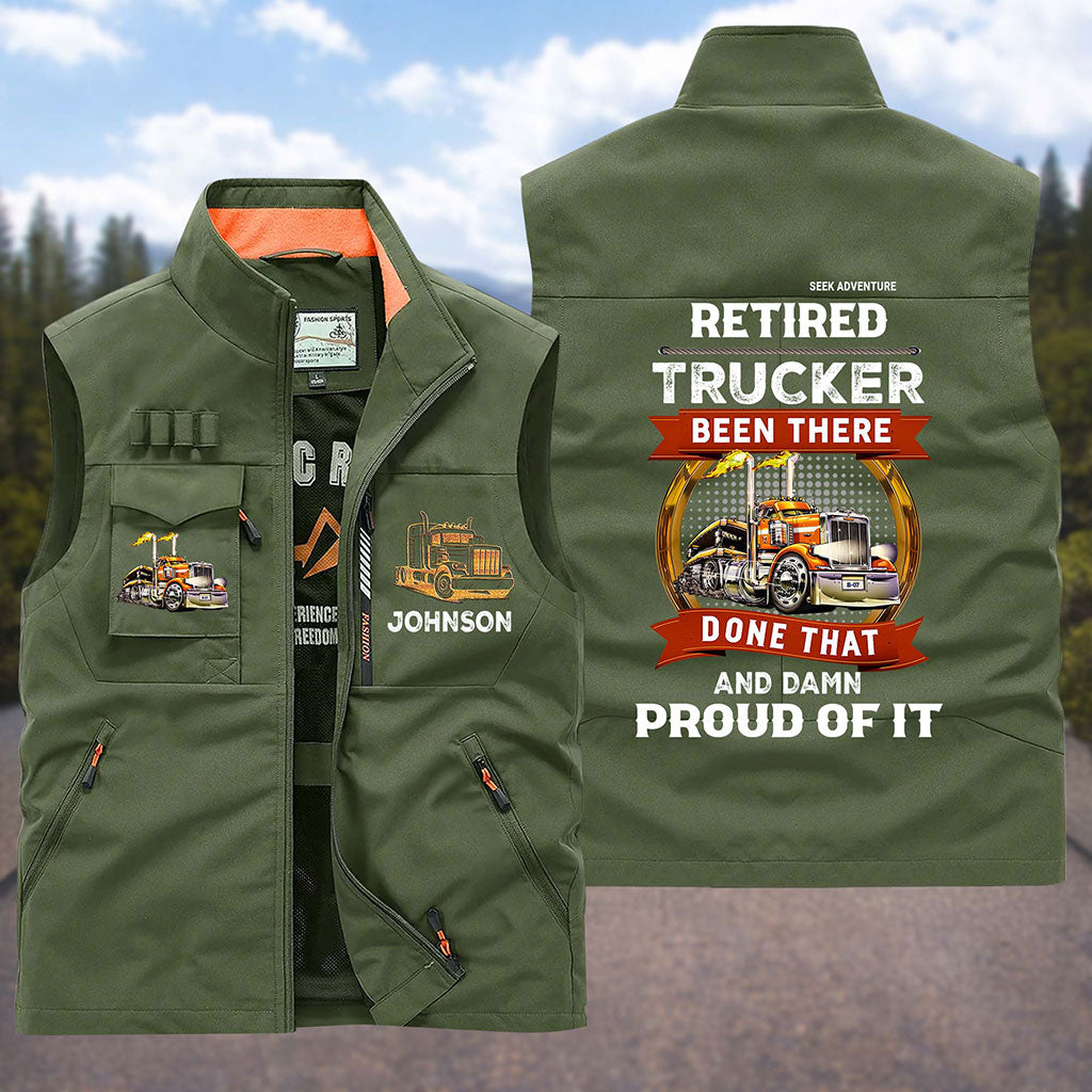 (CHECK SIZE CHART) Personalized Trucker Multi-Pocket Vest UKUU6030405
