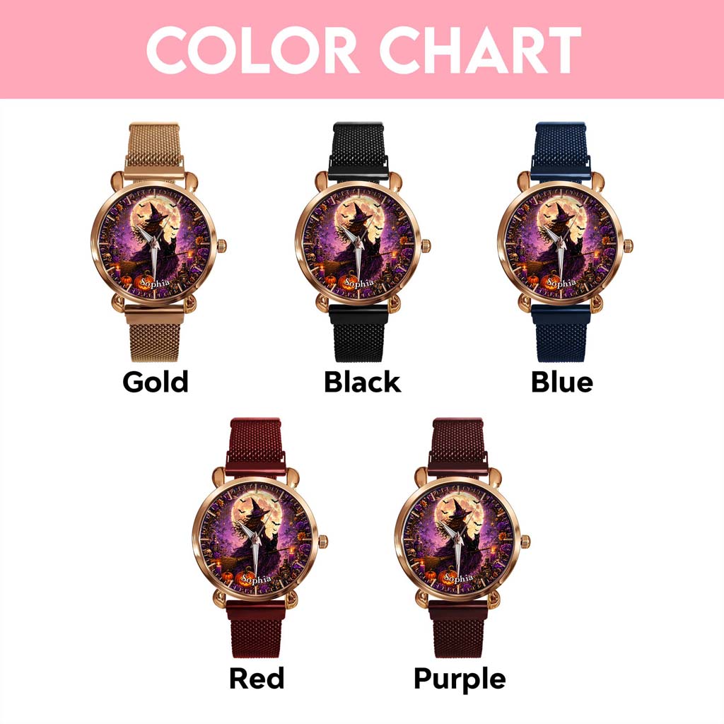 Custom Witch Black Cat Halloween  Watch For Woman UKHM6150801