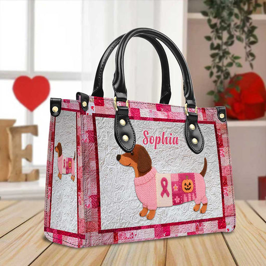 Personalized Dog Breast Cancer Leather Handbag UKTZ5280804