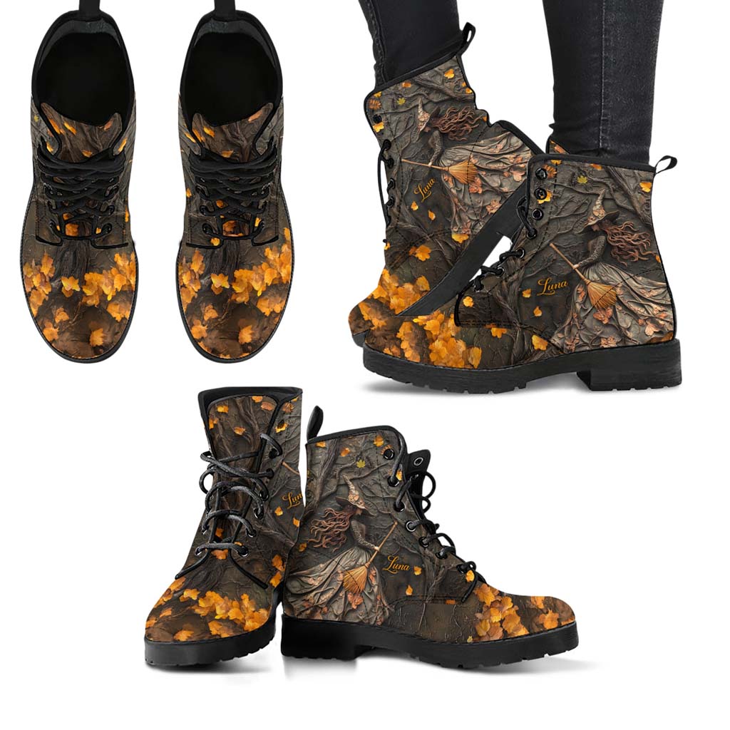 Personalized Beautiful Witchy Leather Boots Halloween QFTD5200803