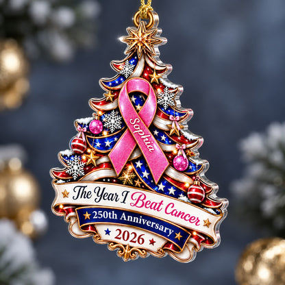 Personalized Breast Cancer Awareness 250 Years Of Freedom America Ornament UKTD6100903