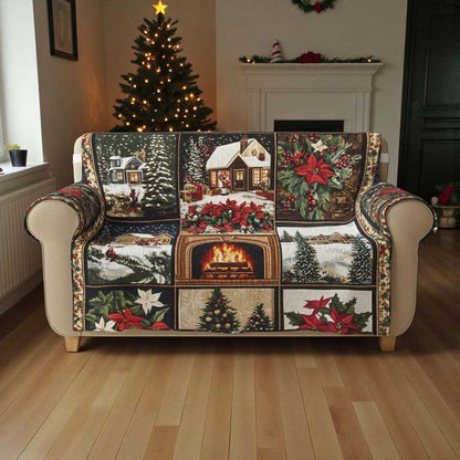 Retro Vintage Christmas Quilted Sofa Cover QFTD5291001