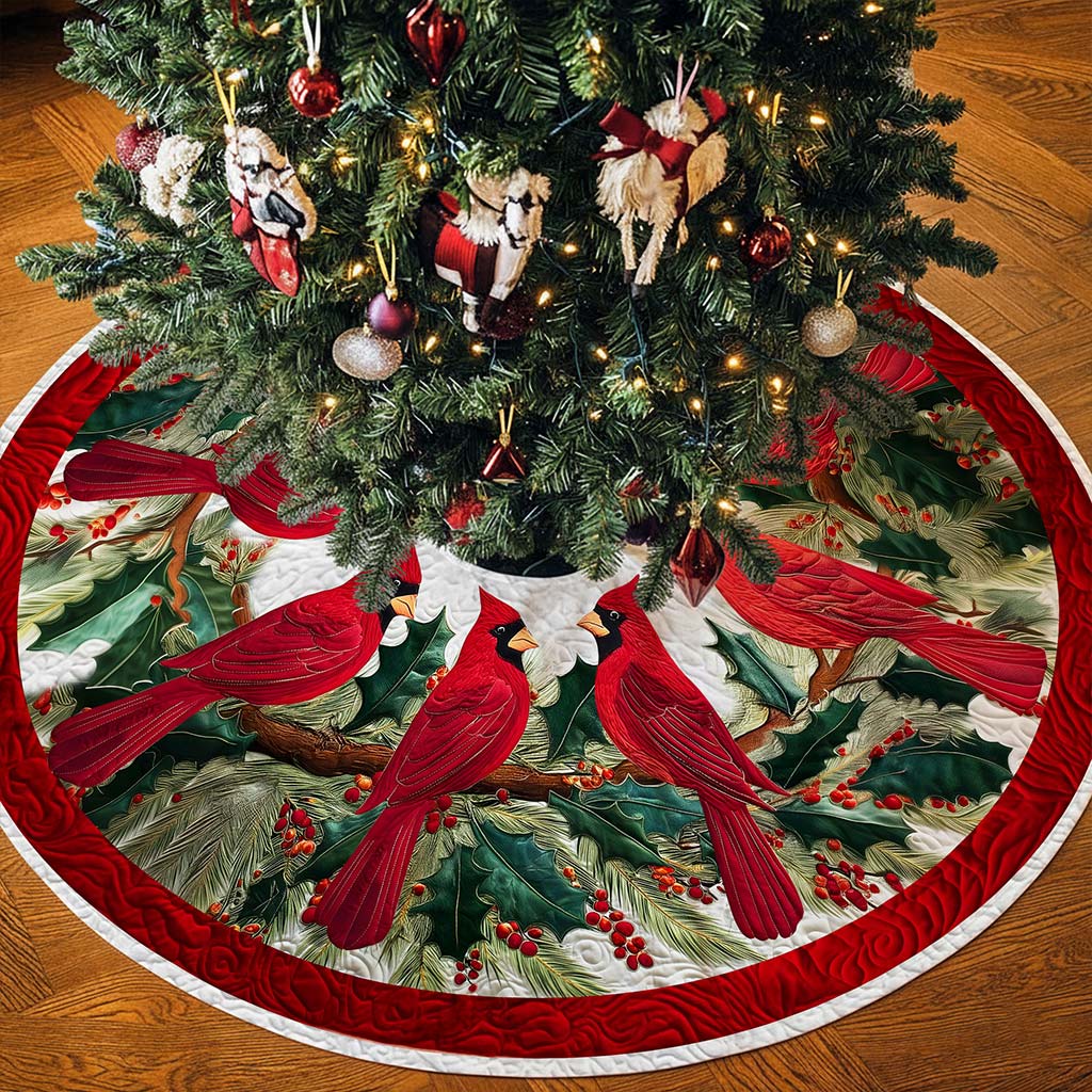 Red Cardinal Birds Christmas Tree Skirt QFND5251001