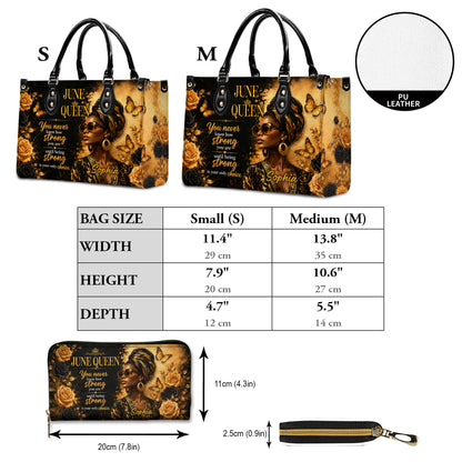 Personalized Birth Month Queen PU Leather Handbag for Black Women QFTD6060601