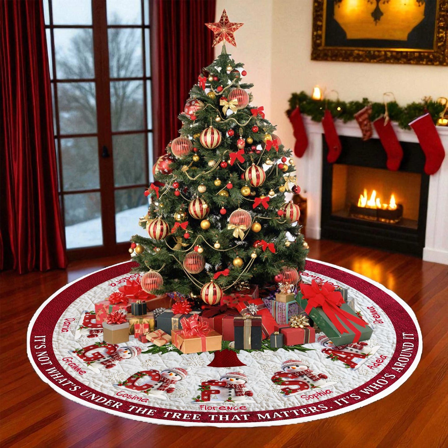 Personalized It's Not What's Under The Tree That Matters Christmas Tree Skirt QFPY5091001