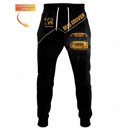 Custom Bus Driver Shirts School Bus 3D Shirts Black & Yellow UKND6270610