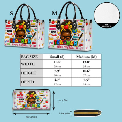 Personalized Teacher Black Women Leather Handbag UKND6080603
