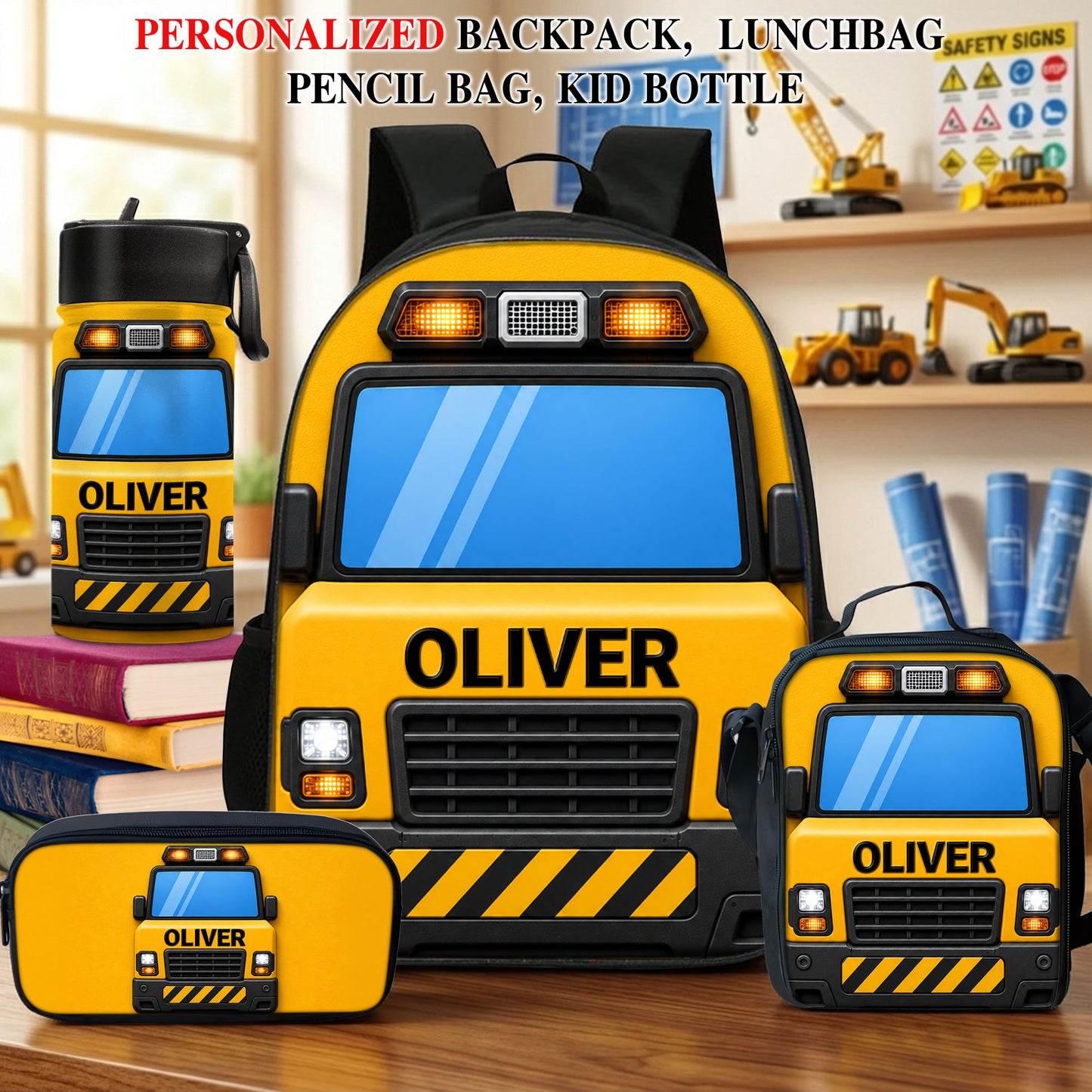 Personalized Construction Truck Backpack NPND6290601
