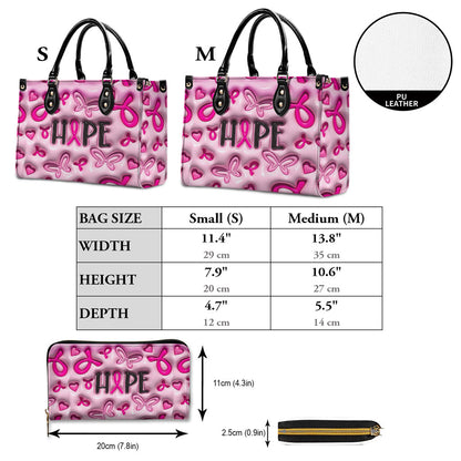 Breast Cancer Leather Handbag With Handle For Women, Breast Cancer Awareness, Breast Cancer Survivor Bags, Pink Ribbon QFNT4200603