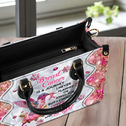Personalized Hummingbird Breast Cancer Leather Handbag, Wallet QFTD5080901