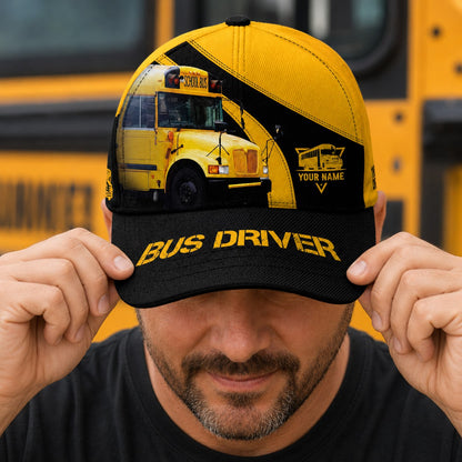 Custom Bus Driver Classic Cap School Bus 3D Print Cap Black & Yellow School Bus Classic Cap UKTD6270701