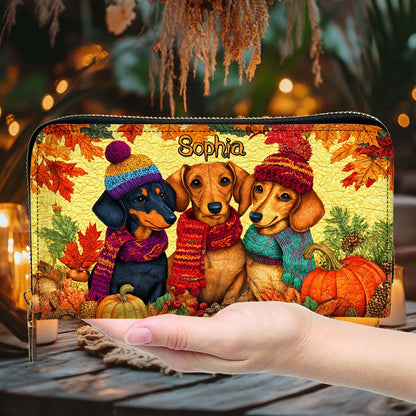 Custom Dachshund Halloween Leather Handbag And Wallet UKHM5090902