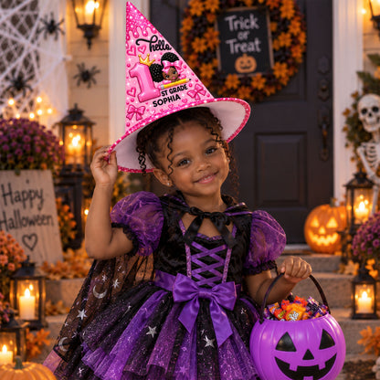Personalized Back To School Witch Hat, Black Girl Witch Hat For Kid UKND6100910