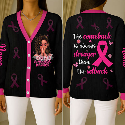 Custom Breast Cancer Knitted Cardigan UKTO5101002