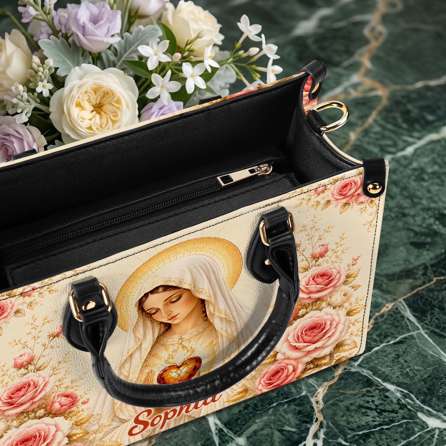Virgin Mary And Rose Handbag And Wallet PMTD6240603