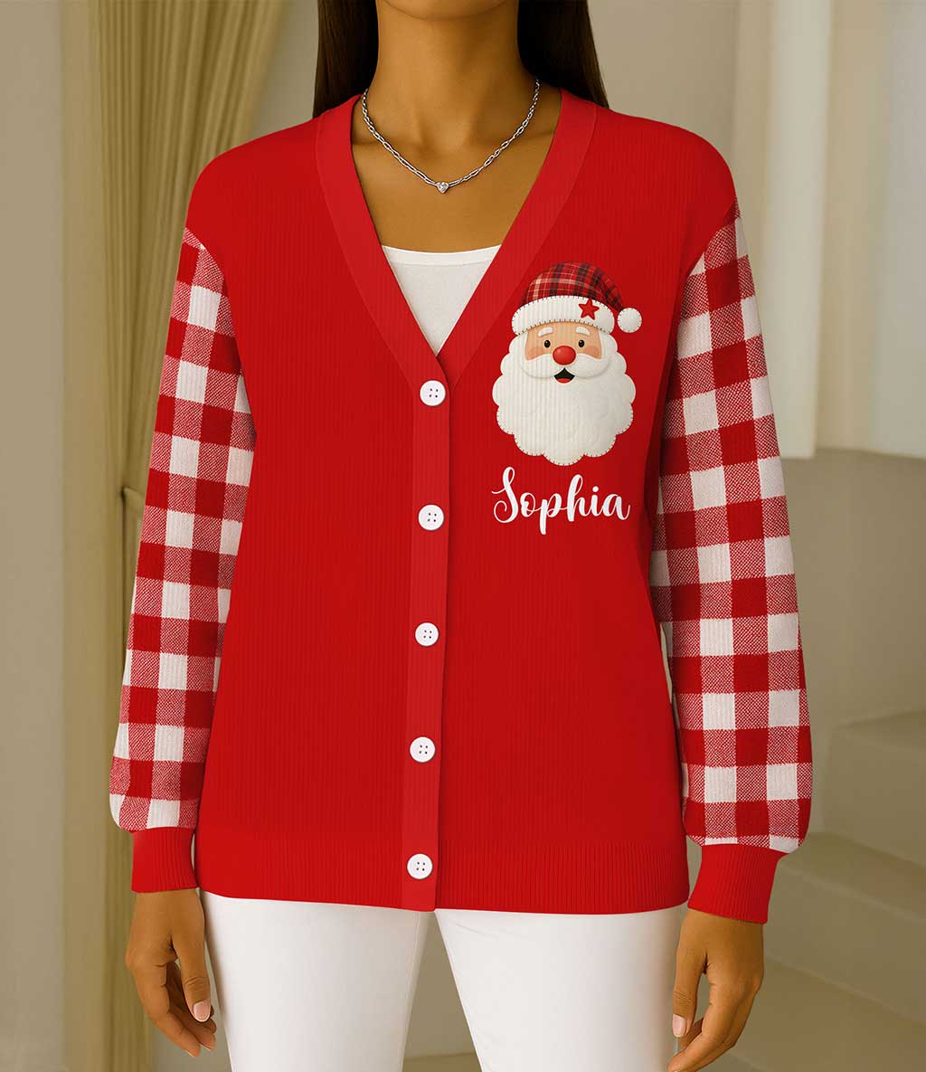 Custom Christmas Santa Claus Knitted Cardigan UKTZ5151005