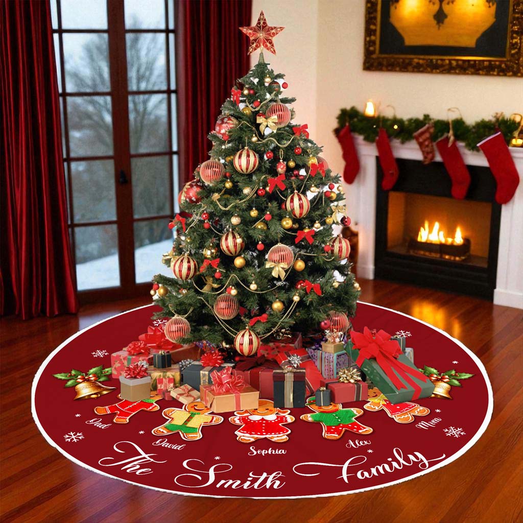 Personalized Gingerbread Family Name Christmas Tree Skirts UKHM5091004