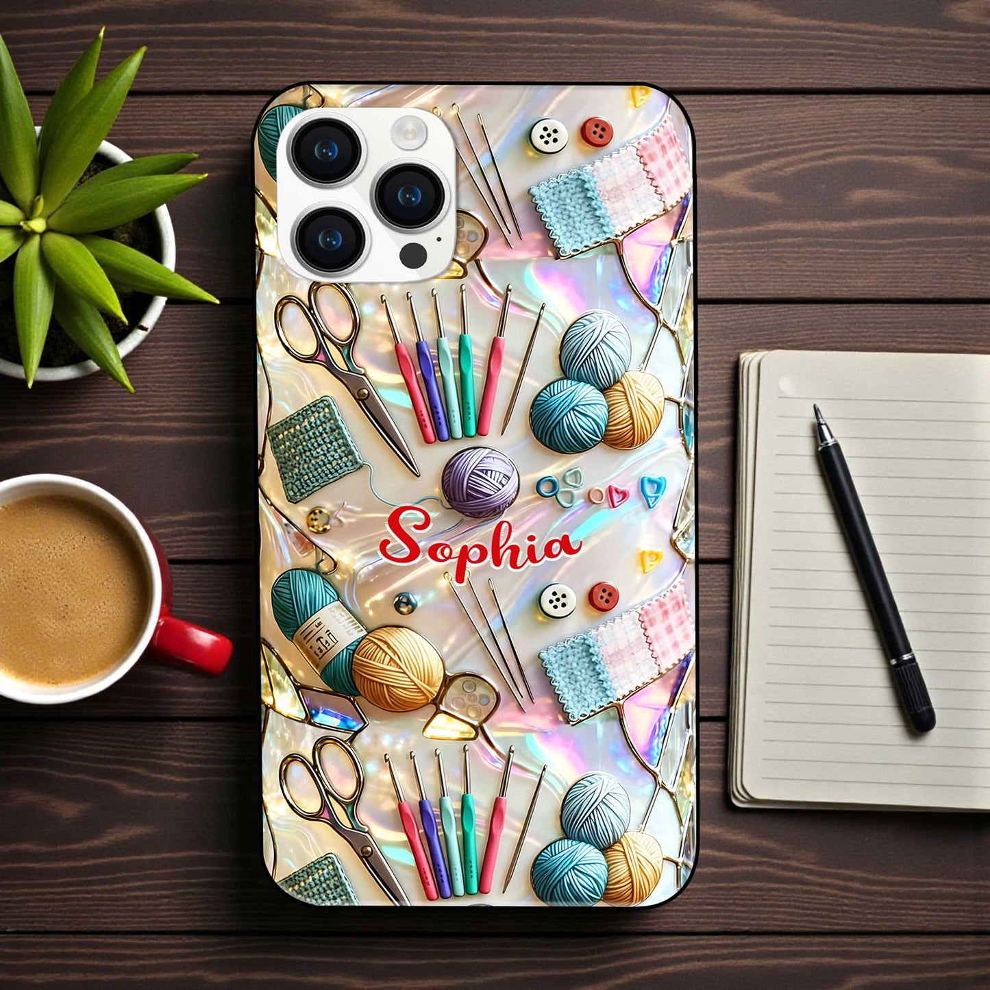 Custom Crochet Faux Stained Glass Phone Case THHH6210103