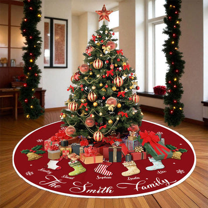 Personalized Family Name Christmas Tree Skirts, Family Gift for Xmas QFTO5290901