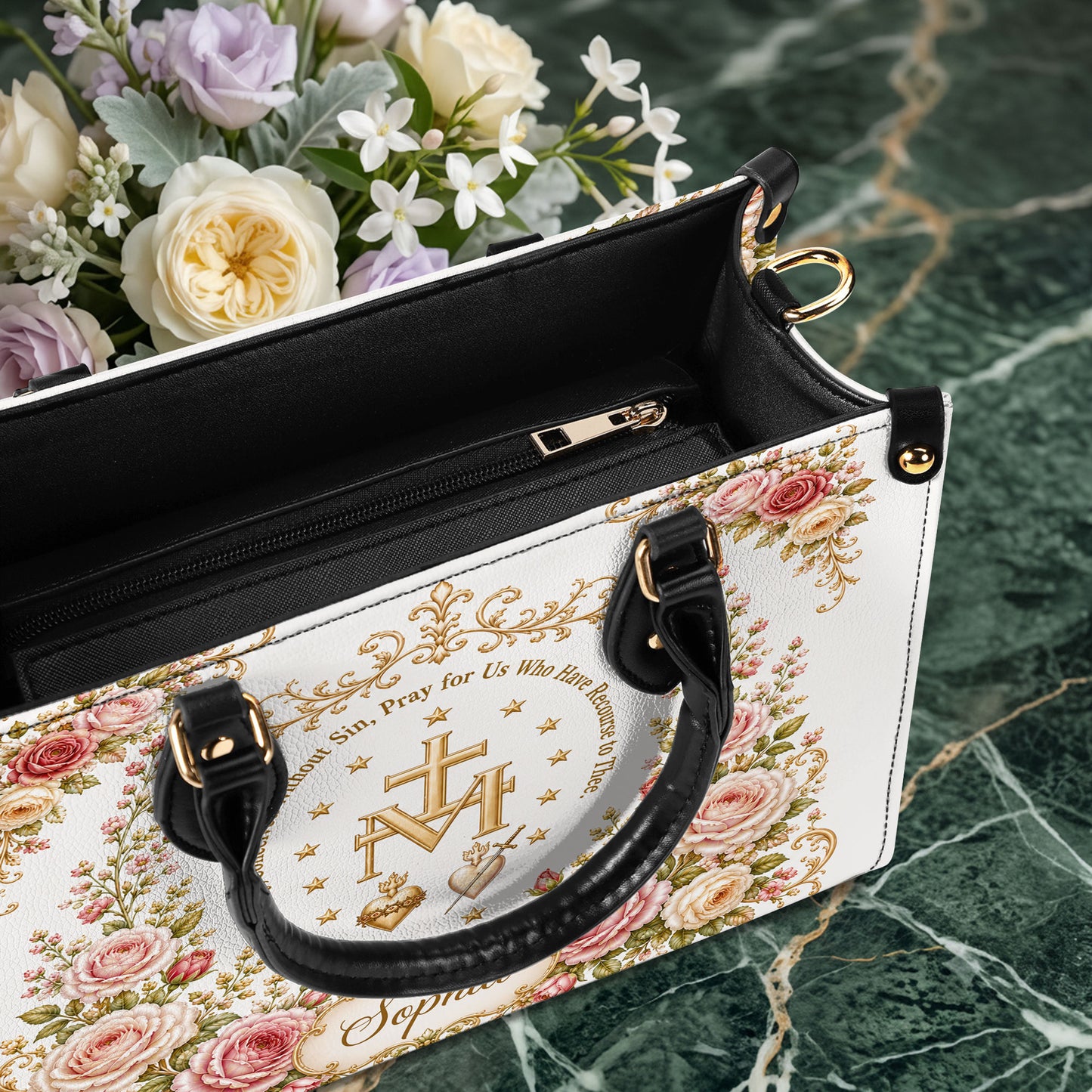 Miraculous Medal Handbag And Wallet, Virgin Mary Handbag And Wallet, Marian Cross PMTD6240606