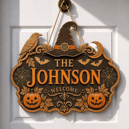 Personalized Halloween Welcome Wood Door Sign, Halloween Gift UKNT6130801