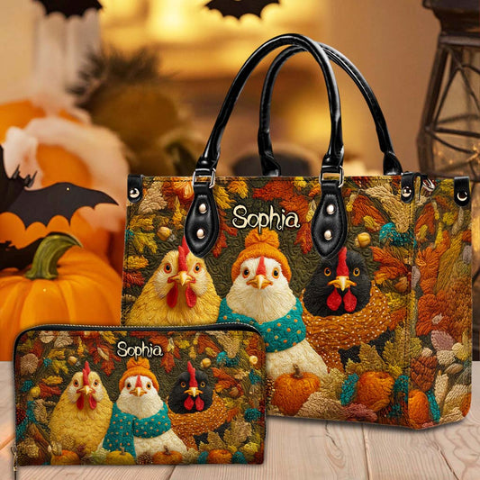 Personalized Quilt Fall Chicken Handbag Wallet Halloween NPTD5030901
