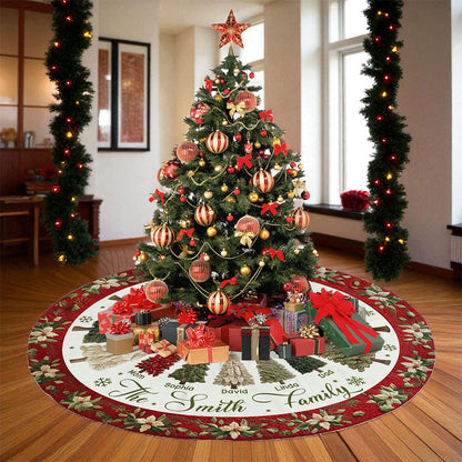 Personalized Family Name Christmas Tree Skirts, Family Gift for Xmas QFTO5260902