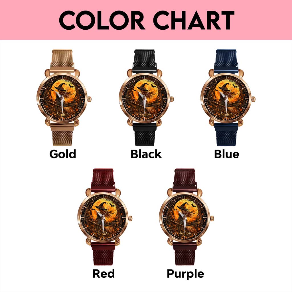 Custom Witch Black Cat Halloween  Watch For Woman UKHM6140802