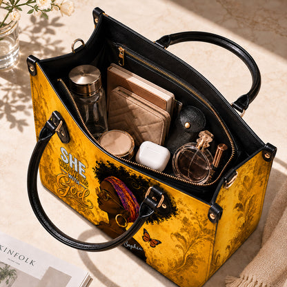 Personalized Black Women Leather PU Leather Handbag, Afro Girl Gifts UKND6220503