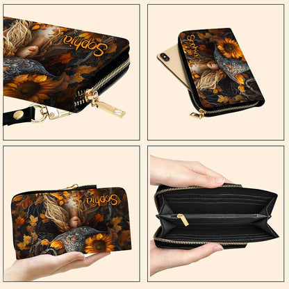 3D Salem Witch with Sunflowers Handbag  Wallet Halloween NPUU4050901
