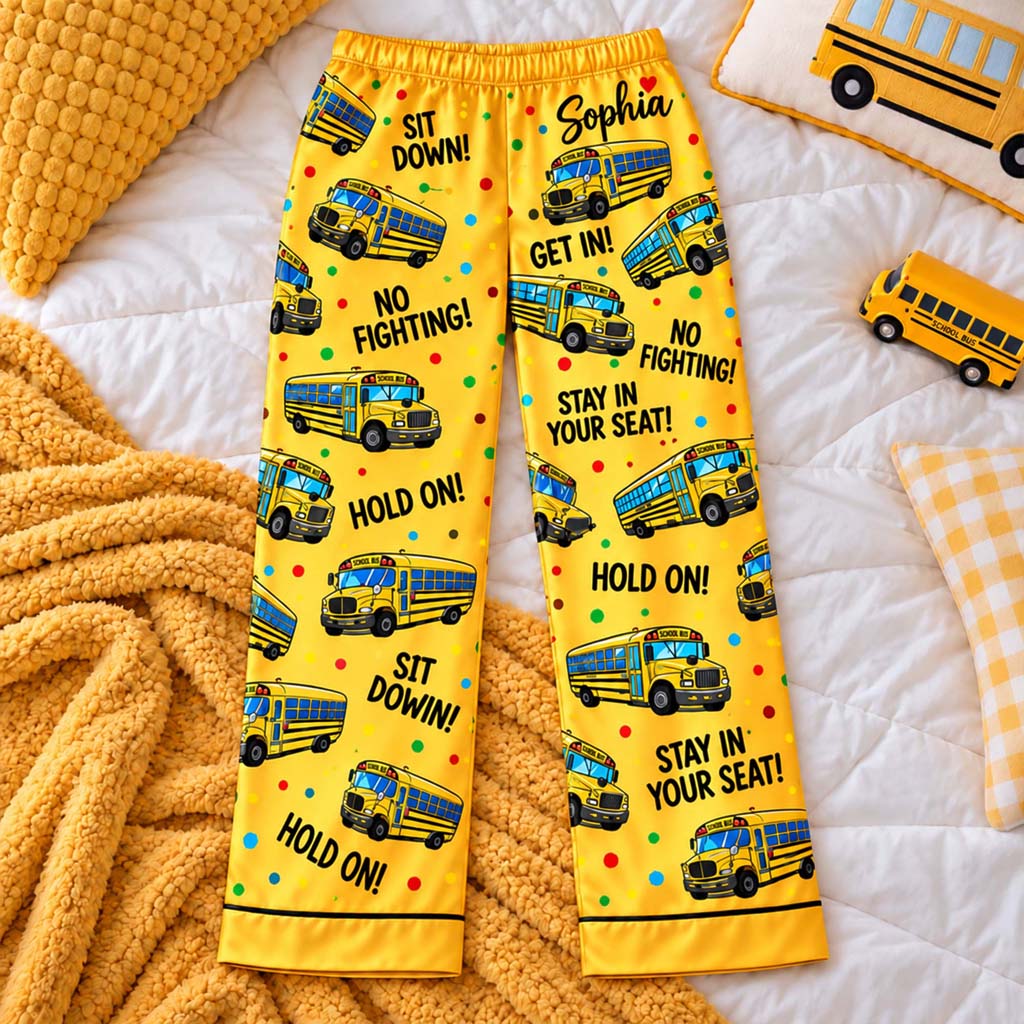 Personalized School Bus Driver Satin Pajama Set UKHM6201006