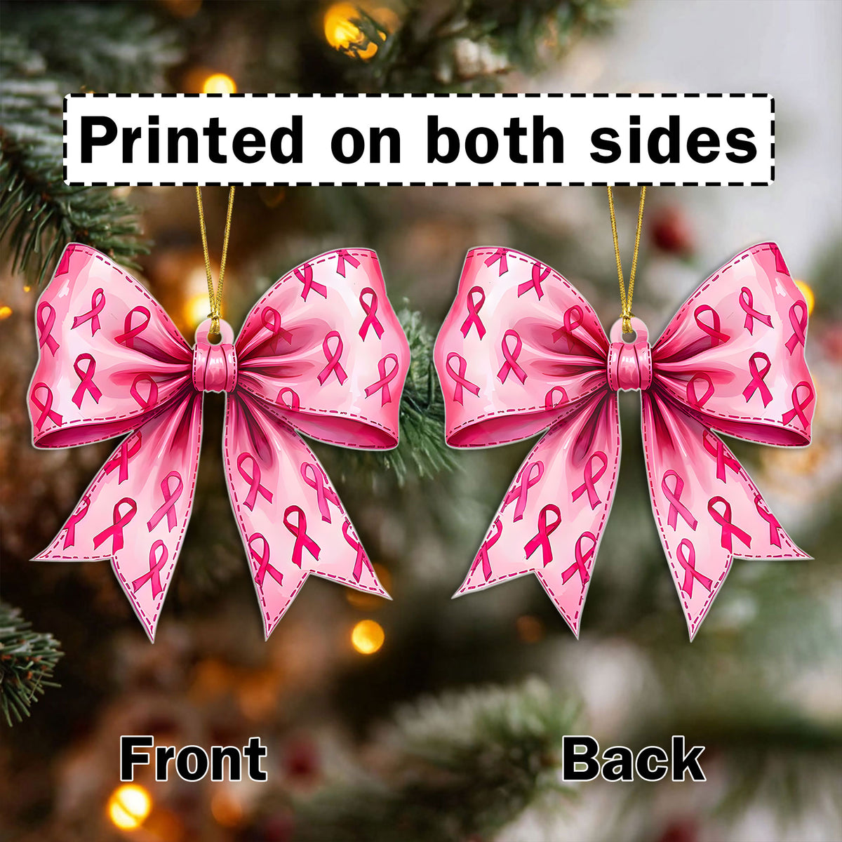 Bow Breast Cancer Acrylic Ornament UKND6090910