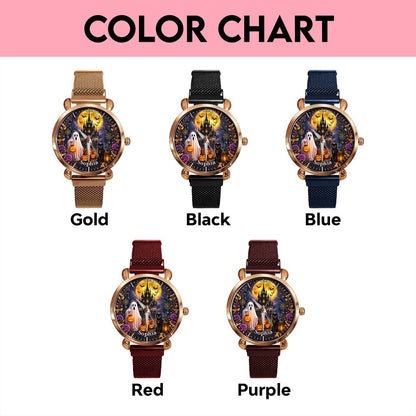 Custom Ghost Black Cat Halloween Watch For Woman UKHM6150802