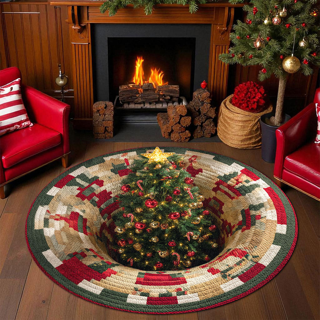 Christmas Optical Illusion Rug, Christmas Tree 3D Effect Rug QFTZ5011002