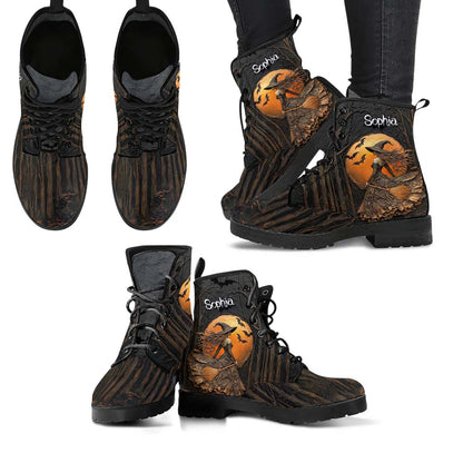 Personalized Beautiful Witchy Leather Boots Halloween QFTD5210801