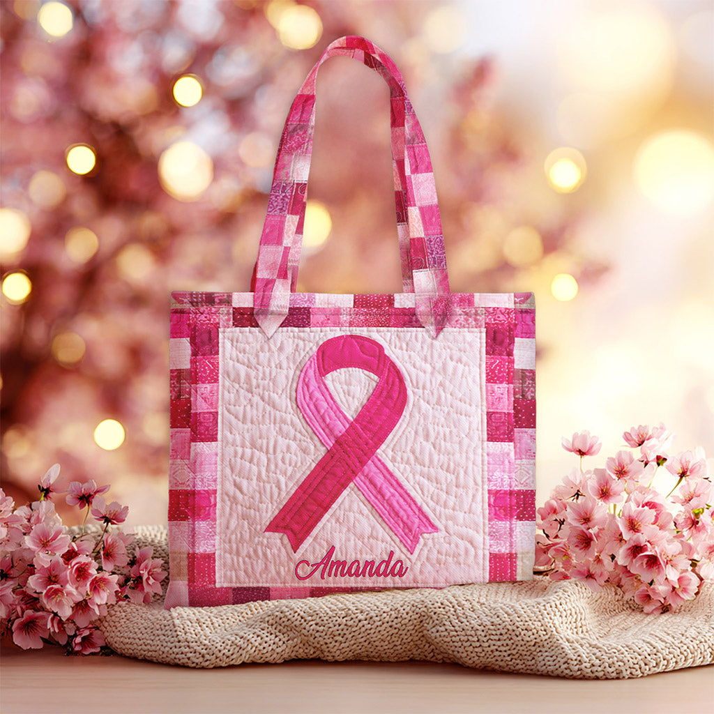Personalized Breast Cancer Quilted Tote Bag QFNT5220801
