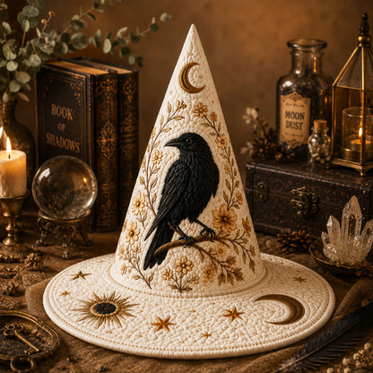 Personalized Raven Halloween Quilted Witch Hat UKND6070813