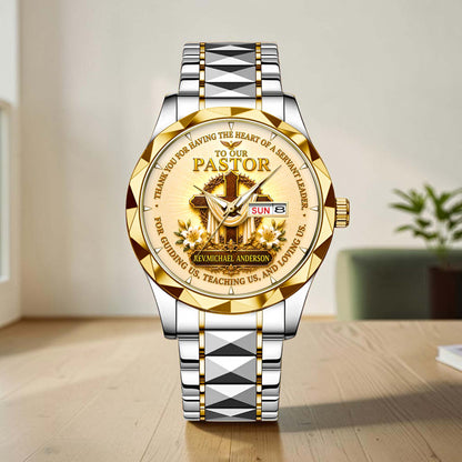 Personalized Pastor Watch Gift for Men, Christian Cross Watch, Appreciation Gift for Pastor QFHA6300702